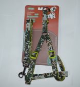 Шлейка с поводком 15мм*122см+40см/61см (нейлон) (1841)