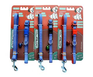 Ошейник с поводком 15мм*122см+40см (нейлон) (1953)