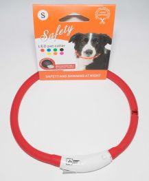 Светящийся ошейник с USB-зарядкой (красный) (JPF-008U-red)