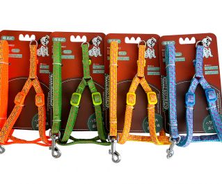 Шлейка с поводком 15мм*122см+40см/61см (нейлон) (1847)