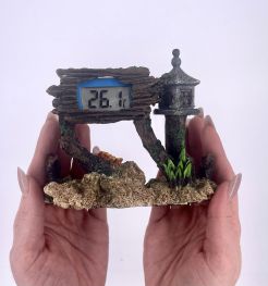 V Грот для аквариума с термометром 