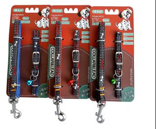 Ошейник с поводком 15мм*122см+40см (нейлон) (1855)