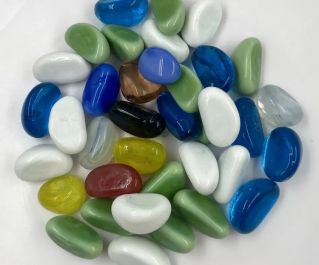 Стеклянные камушки для декора 300г.(в сеточке)  (KL0103)